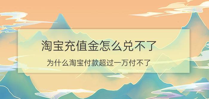 淘宝充值金怎么兑不了 为什么淘宝付款超过一万付不了？